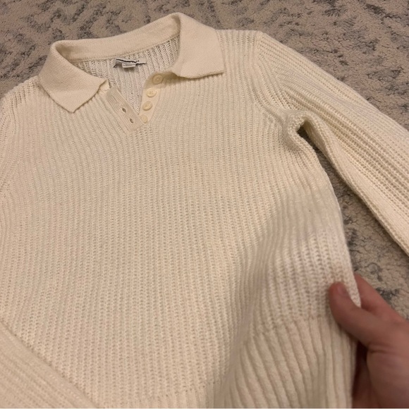 American Eagle Knit Sweater White Long Sleeve with Buttons - Picture 4 of 4